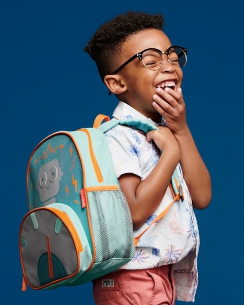 Skip Hop Plecak dla Dziecka Robot Spark Style Little Kid – dziecięcy plecak z motywem robota, boczna kieszeń na bidon, wygodne szelki, idealny dla przedszkolaka.