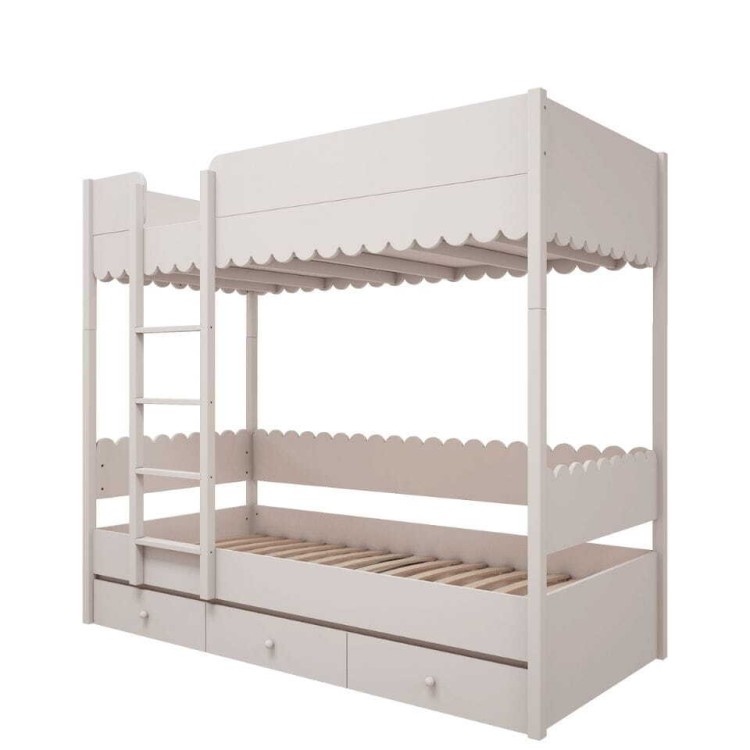 Łóżko piętrowe dla dzieci 90x200 cm Babushka Białe