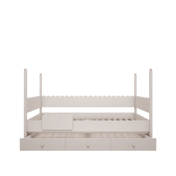 Łóżko drewniane 90x200cm Retro Babushka białe  - moduł, część dolna łóżka piętrowego