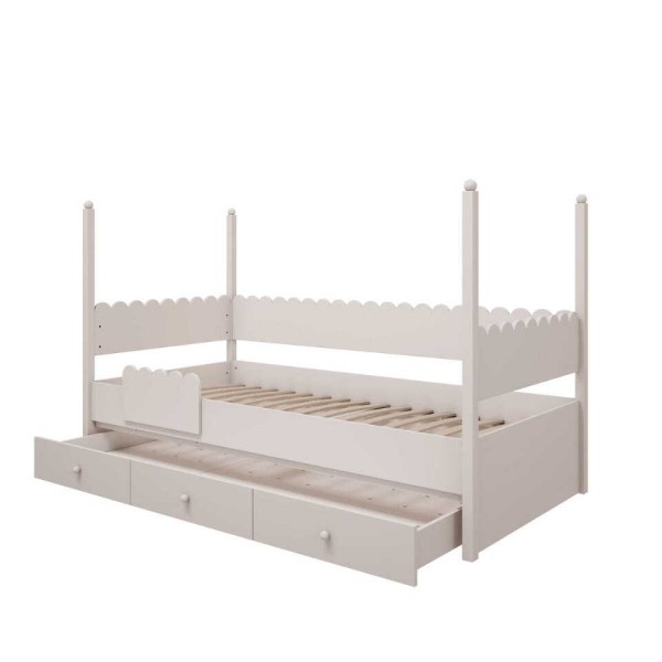 Łóżko drewniane 90x200cm Retro Babushka białe  - moduł, część dolna łóżka piętrowego