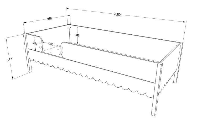 wymiary drewnianego łóżka dla dziewczynki - piętrowe górne babushka white IoRF66B.png
