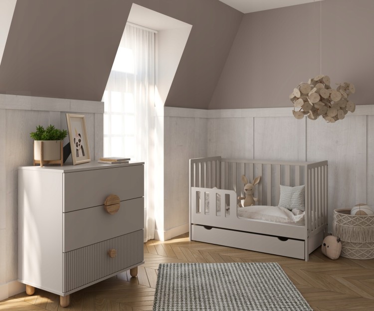 Kaszmirowa Komoda LOFT z trzema szufladami i zdejmowanym przewijakiem