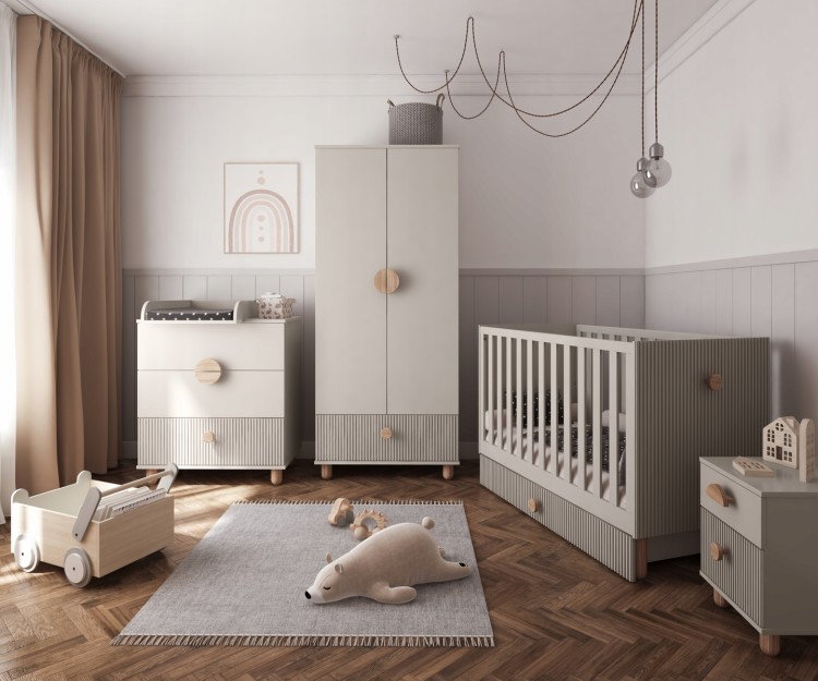 Kaszmirowa Komoda LOFT z trzema szufladami i zdejmowanym przewijakiem