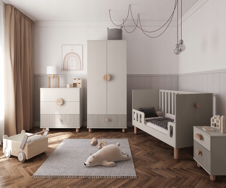 Kaszmirowa Komoda LOFT z trzema szufladami i zdejmowanym przewijakiem