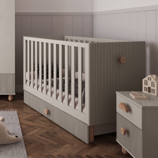 Kaszmirowe łóżeczko LOFT 2w1 120x60 z szufladą barierką i opcją tapczanika