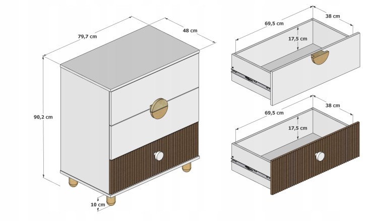 Biała Komoda LOFT z trzema szufladami i zdejmowanym przewijakiem
