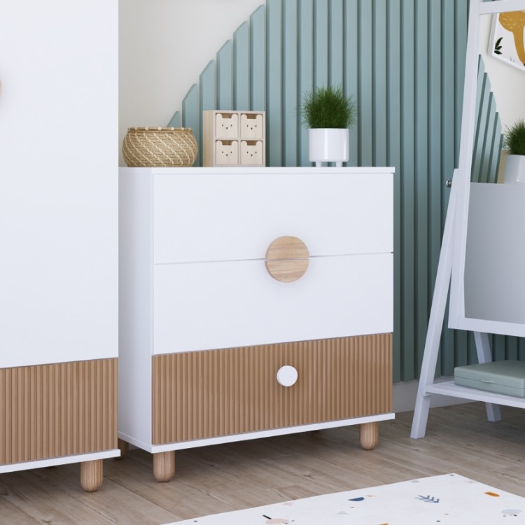 Biała Komoda LOFT z trzema szufladami i zdejmowanym przewijakiem