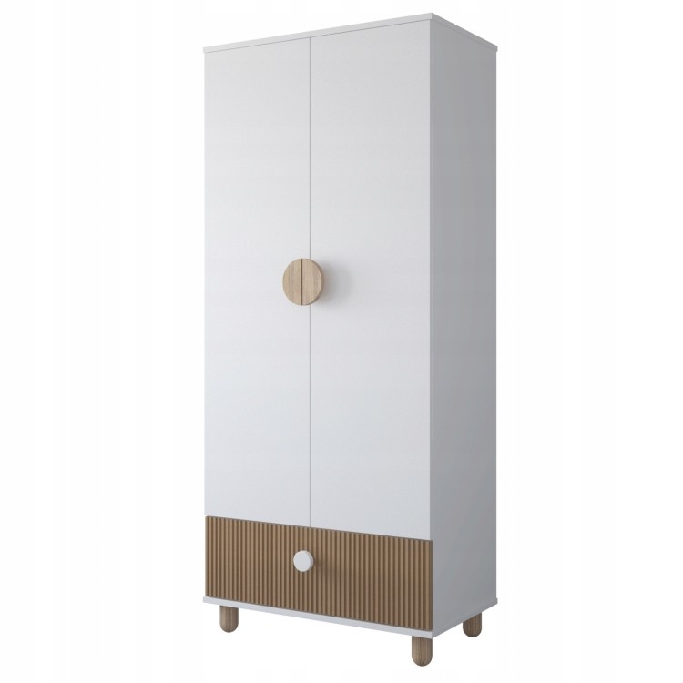 Szafa dwudrzwiowa LOFT z szufladą – Garderoba 186 cm - Biała