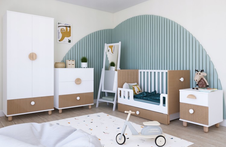 Szafa dwudrzwiowa LOFT z szufladą – Garderoba 186 cm - Biała