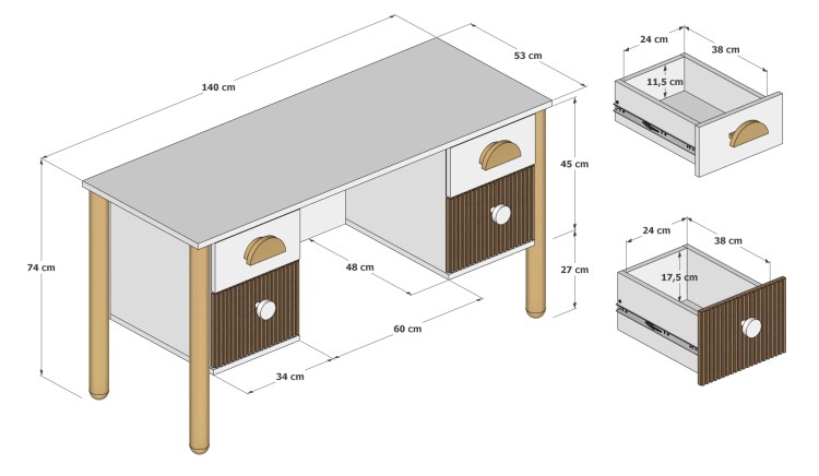 kaszmirowe biurko szkolne LOFT