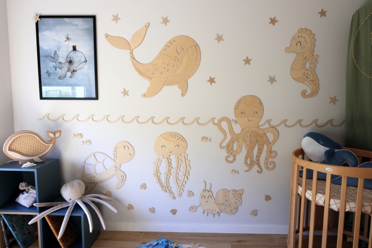 Drewniana dekoracja ścienna ośmiornica