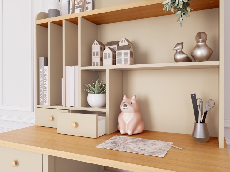 Kompaktowe biurko szkolne 110 cm w naturalnych kolorach