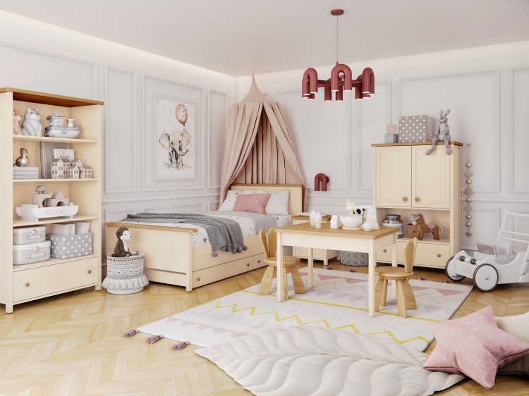 Kompaktowe biurko szkolne 110 cm w naturalnych kolorach