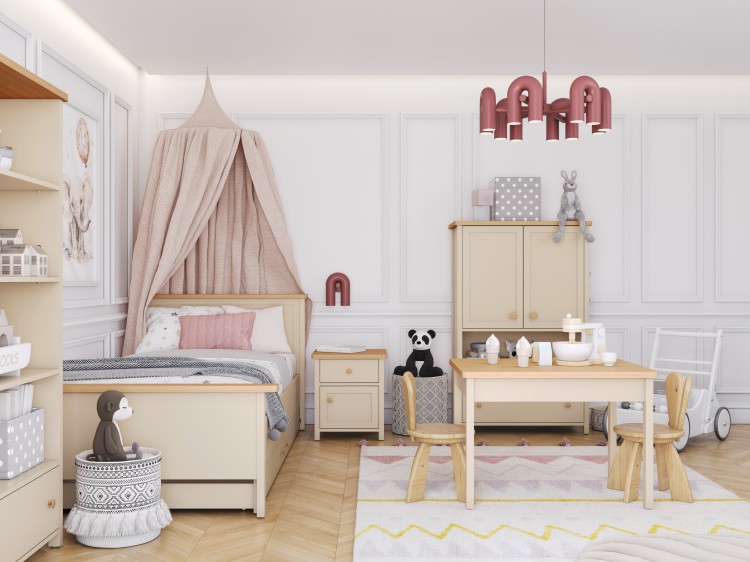 Kompaktowe biurko szkolne 110 cm w naturalnych kolorach