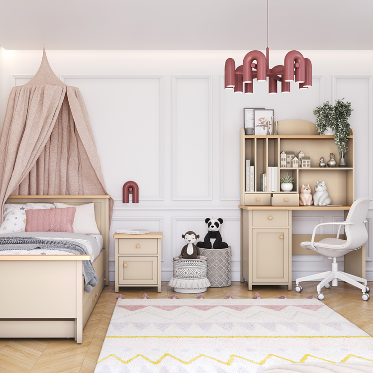 Drewniane biurko dziecięce Story w kolorze Beż Piaskowy i Dąb Vincenza Bielona