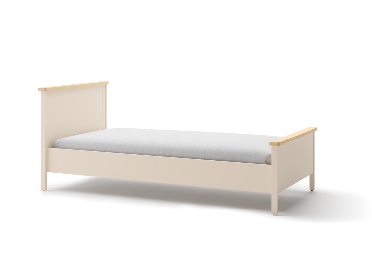 Drewniane łóżko do pokoju dziecka Story 90x200 cm w kolorze Beż Piaskowy i Dąb Vincenza Bielona, łóżko dziecięce z materacem, solidne i funkcjonalne, naturalne wykończenie