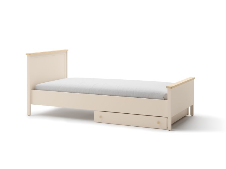Drewniane łóżko do pokoju dziecka Story 90x200 cm w kolorze Beż Piaskowy i Dąb Vincenza Bielona, łóżko dziecięce z materacem, solidne i funkcjonalne, naturalne wykończenie
