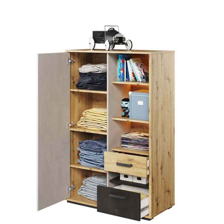 Szafka Qubic QB‑05 – średniej wysokości szafka z przestrzenią ekspozycyjną i LED