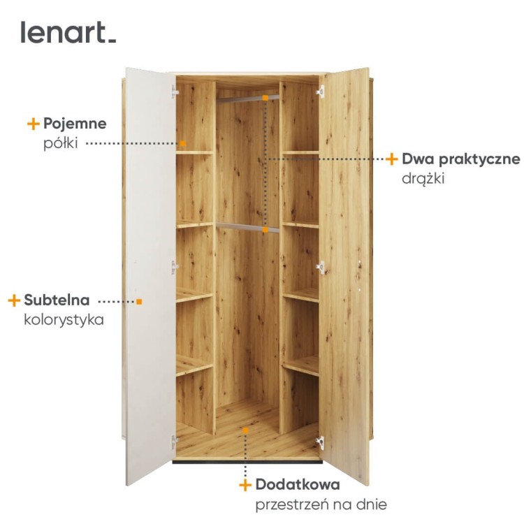 Szafa narożna Qubic QB‑01 – compact, dwóch drążków i osiem półek