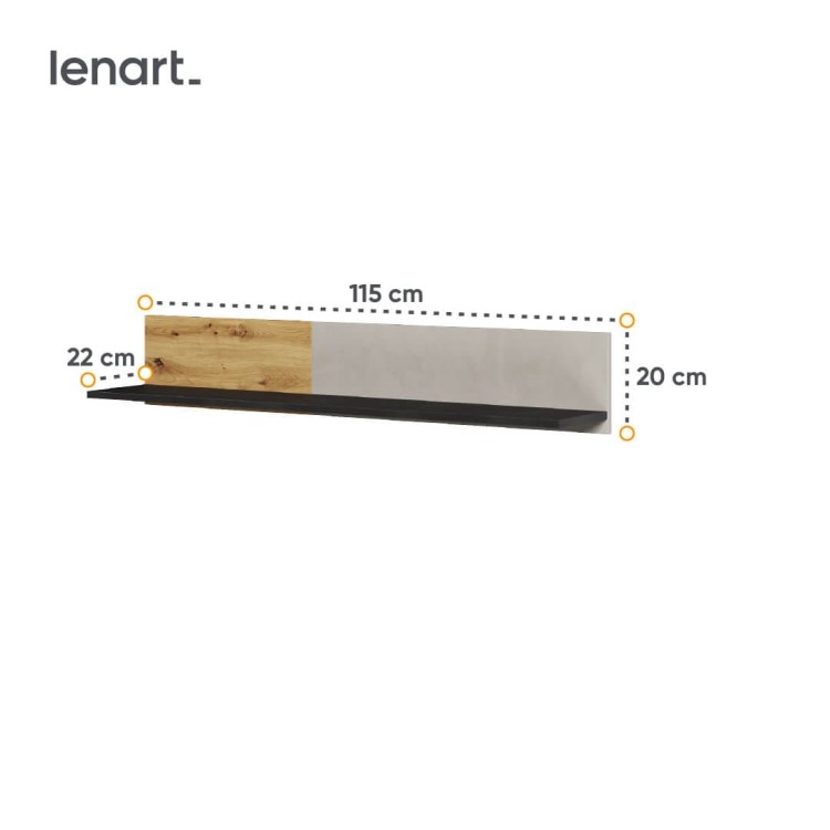 Półka wisząca Qubic QB‑09 – lekka i stylowa półka ścienna - wymiary