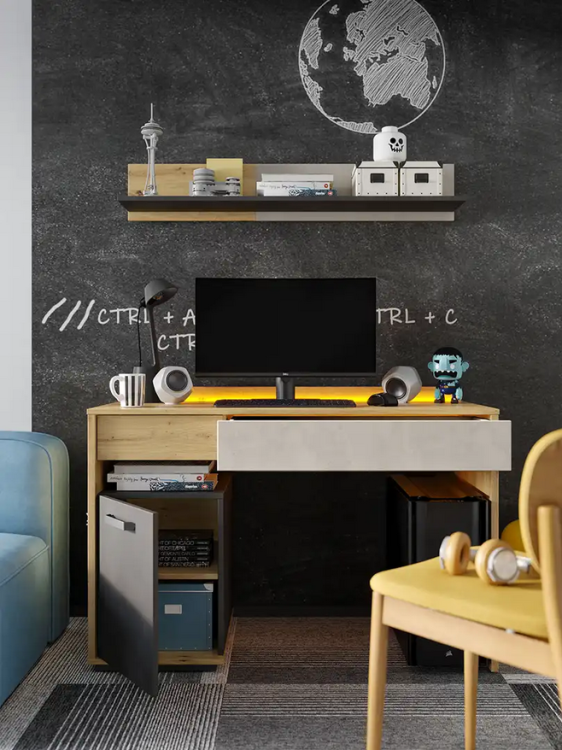 Szafka Qubic QB‑05 – średniej wysokości szafka z przestrzenią ekspozycyjną i LED - aranżacja