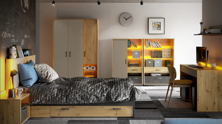 Szafa narożna Qubic QB‑01 – compact, dwóch drążków i osiem półek - aranżacja