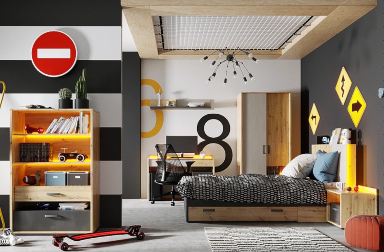 Szafa narożna Qubic QB‑01 – compact, dwóch drążków i osiem półek - aranżacja