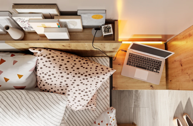 Szafa narożna Qubic QB‑01 – compact, dwóch drążków i osiem półek - aranżacja