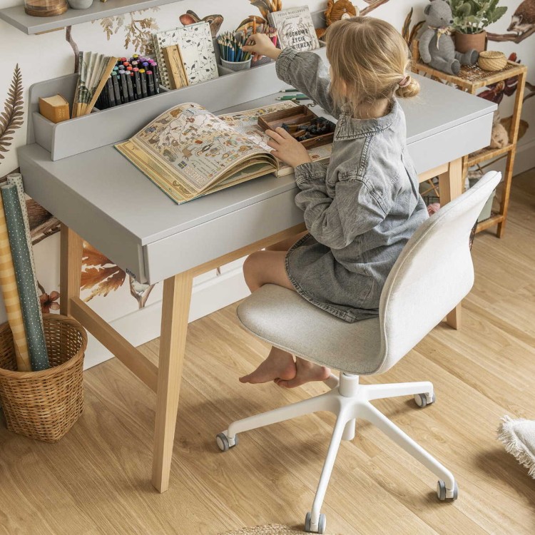 Biurko szkolne dla dzieci Pinio Swing Szare