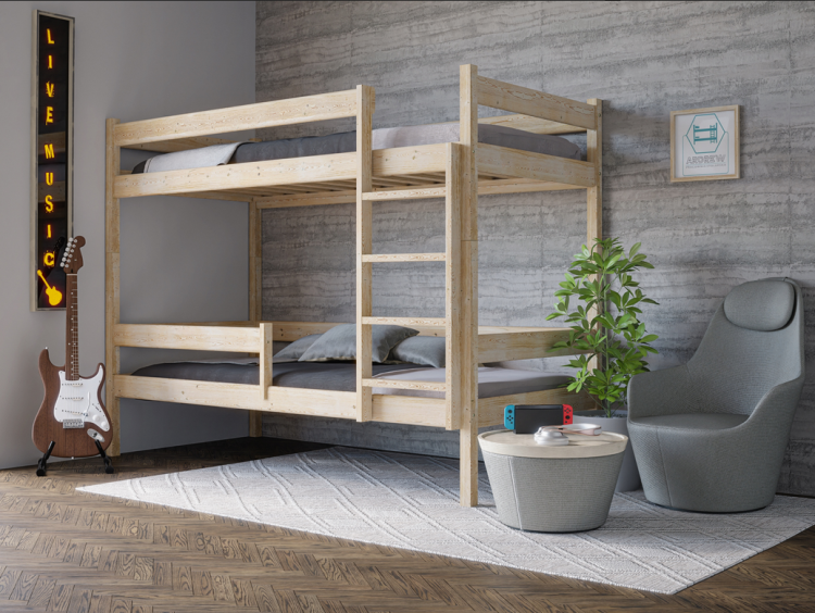 Drewniane Łóżko Piętrowe MOON - różne kolory i rozmiary sosna
