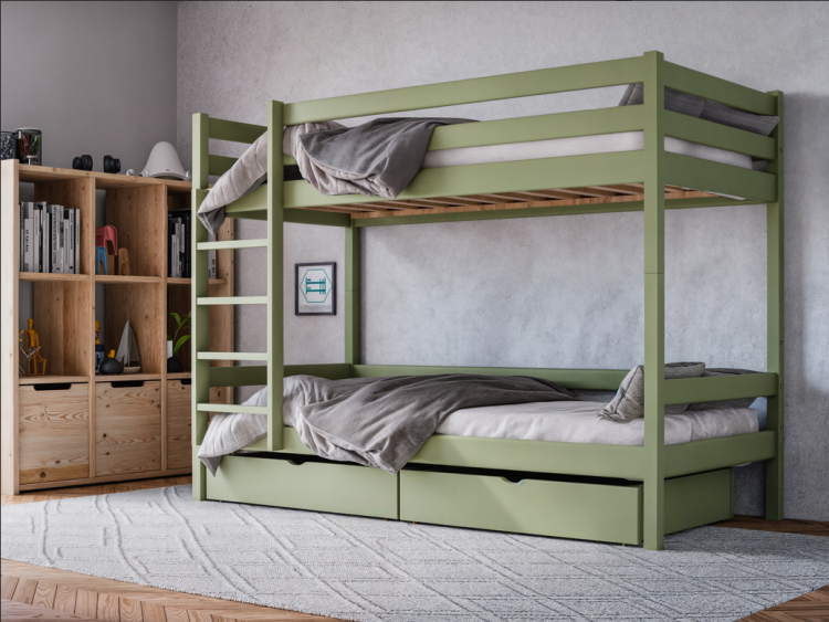Drewniane Łóżko Piętrowe IGOR - OLIWKA