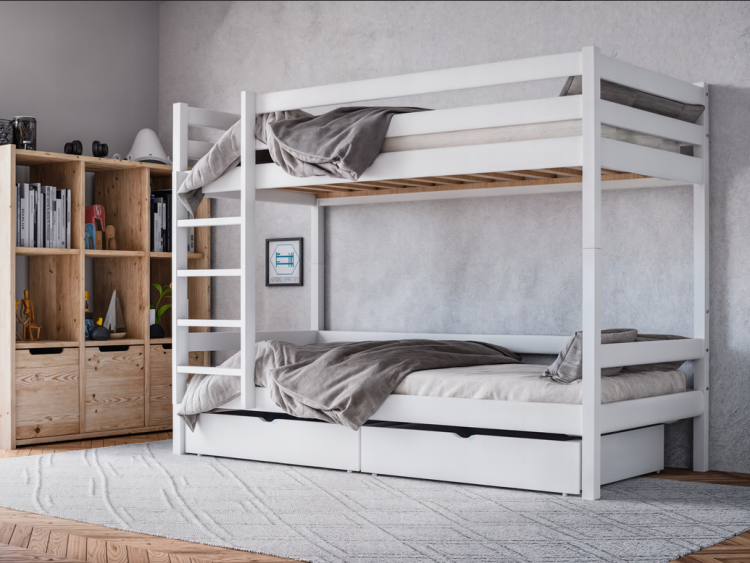 Drewniane Łóżko Piętrowe IGOR - BIAŁY