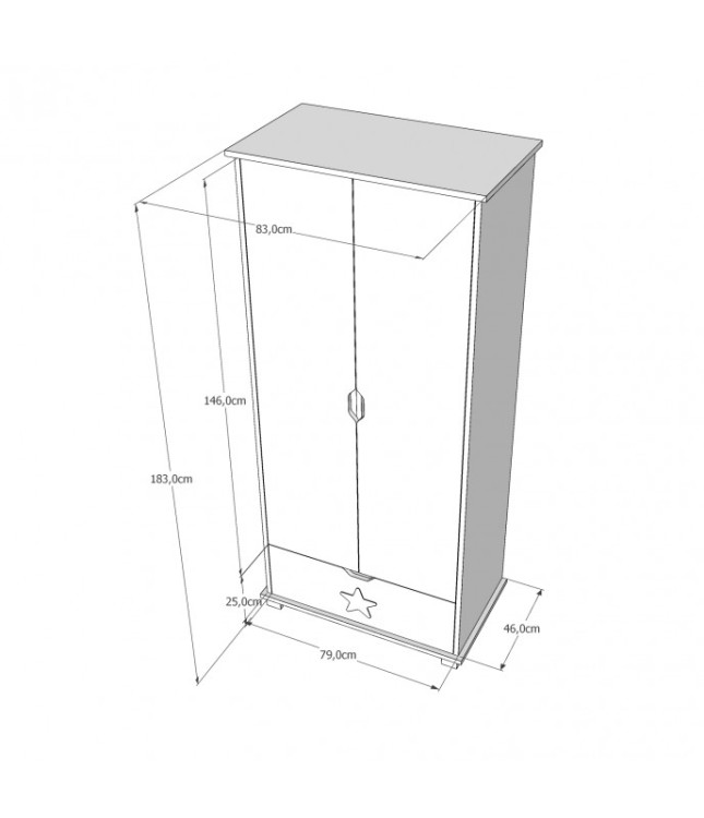 Drewniana Szafa Dwudrzwiowa STAR Z Szufladą - kolory