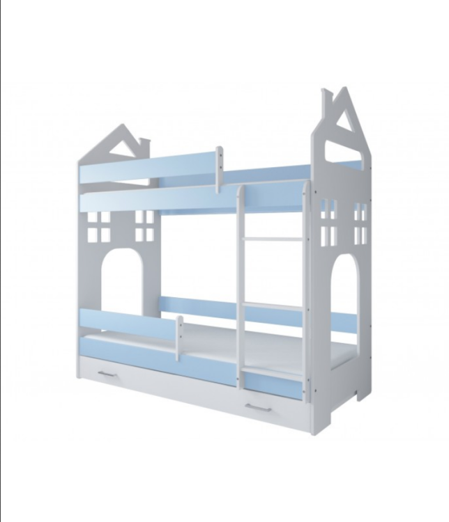 Łóżko piętrowe domek HELENA z szufladą - warianty i kolory