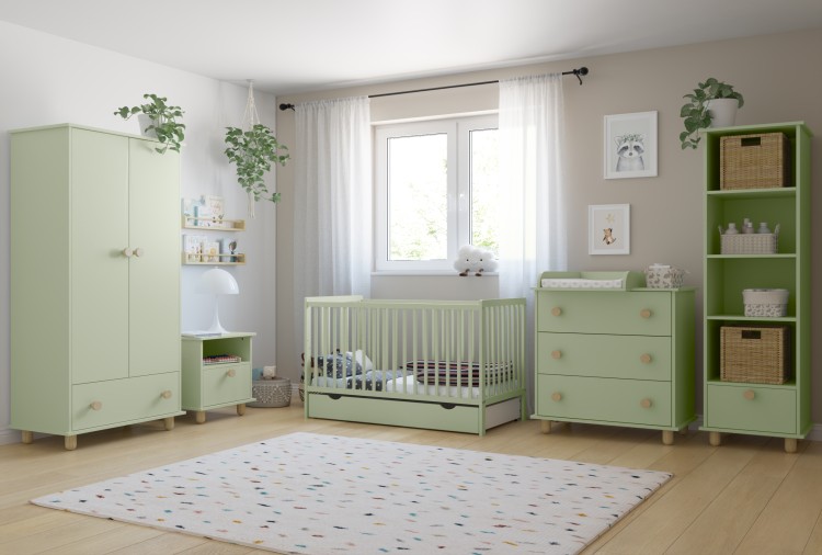 Szafa do pokoju dziecięcego dwudrzwiowa z szufladą LUMI mięta