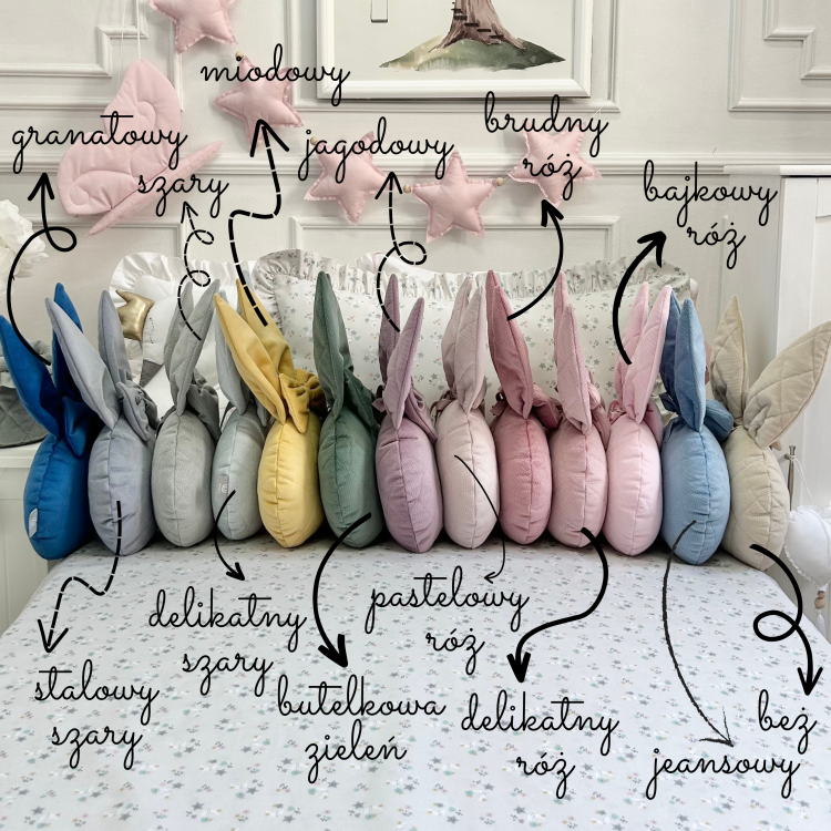 Poduszka dekoracyjna Króliczek L z uszami – bawełniana