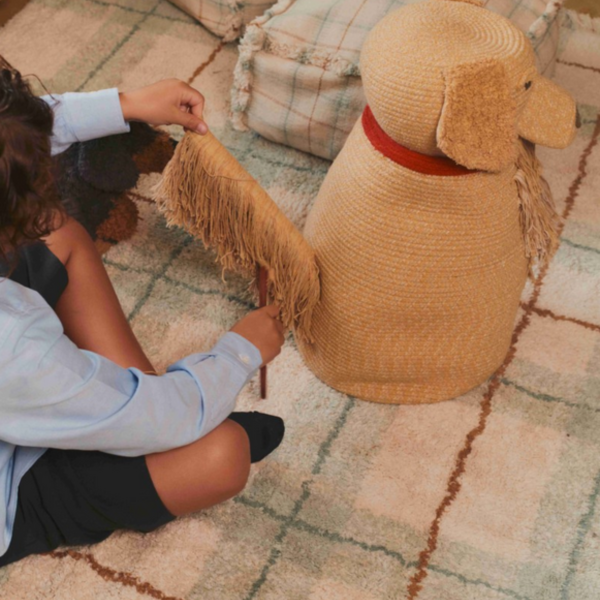 Dywan bawełniany Tartan 90×120 cm Wouf Wouf – Blue Sage