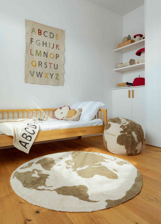 Dywan Bawełniany do pokoju dziecka RugCycled Mapa Świata 120 cm