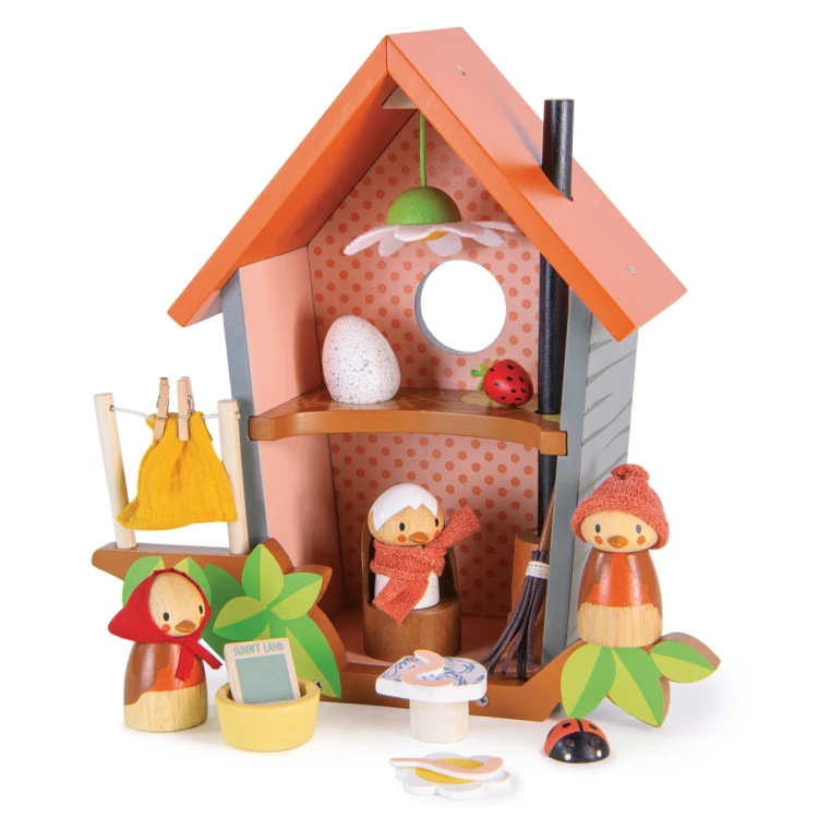 Gniazdko rodziny Robin – drewniany domek dla dzieci Tender Leaf Toys z mamą ptaszkiem Ruby i córeczką Rosy