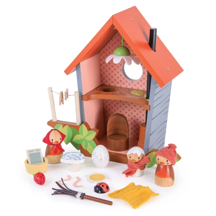 Gniazdko rodziny Robin – drewniany domek dla dzieci Tender Leaf Toys z mamą ptaszkiem Ruby i córeczką Rosy