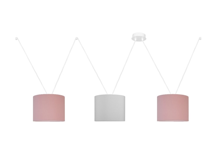 Lampa wisząca dla dzieci VVV Mini – trzy abażury w różnych kolorach róż, szary