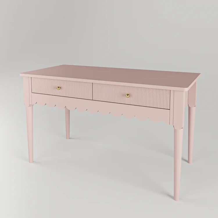 Biurko ARIA z falbanką i ryflowanymi frontami – eleganckie biurko dziecięce,