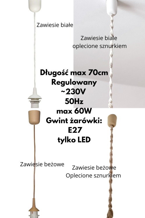 zawieszenia do lampki sufitowej Gąski