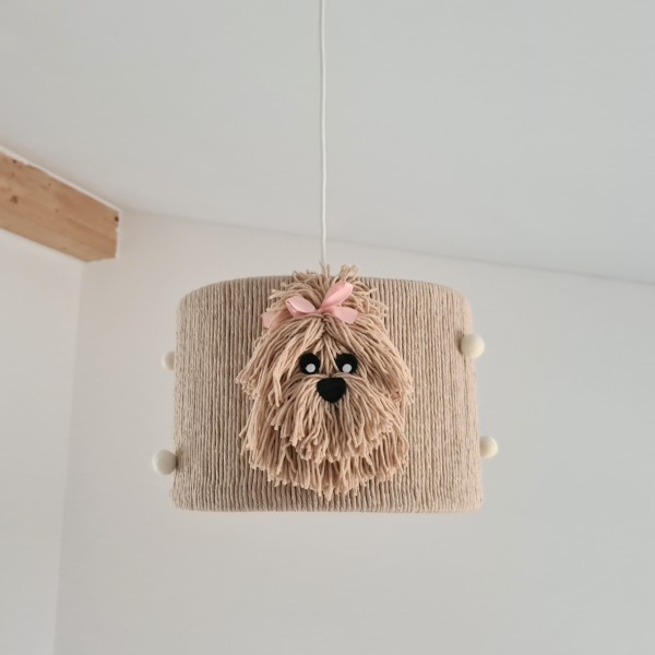 Ręcznie robiona lampa dziecięca z motywem pieska