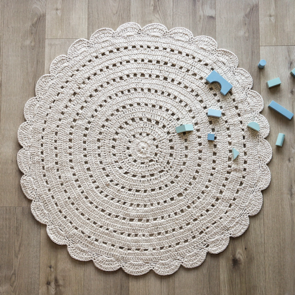Dywan okrągły szydełkowany Alma Ecru 150x150 cm