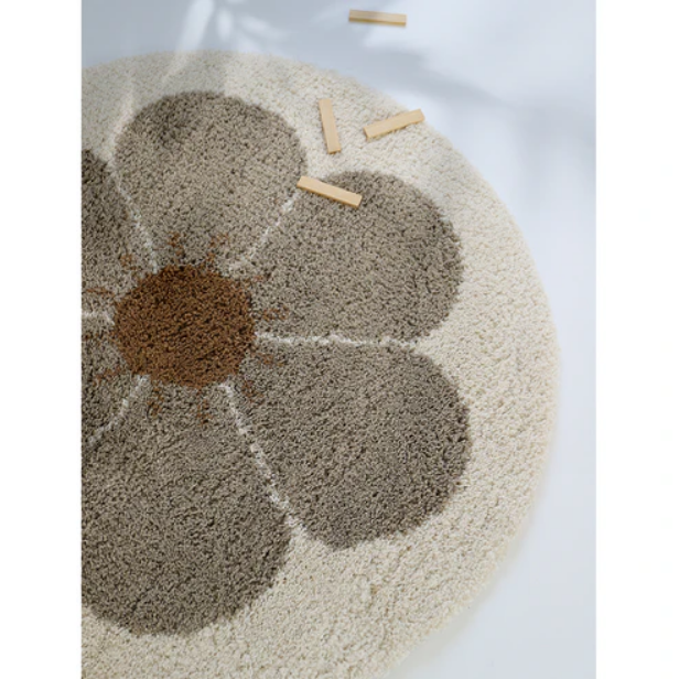 Dywan dziecięcy okrągły BOHEMIAN DAISY taupe 120x120 cm
