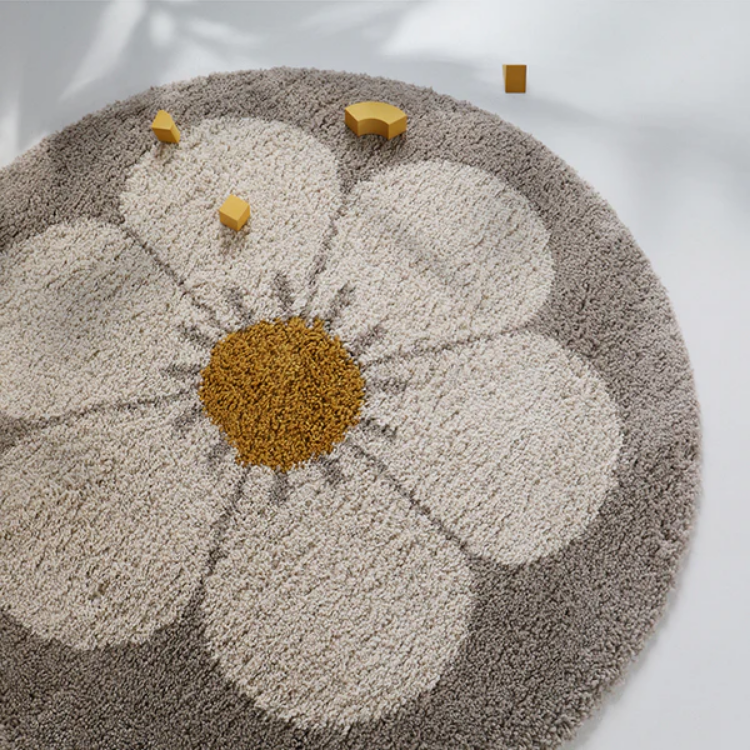 Dywan dziecięcy okrągły BOHEMIAN DAISY beige 120x120 cm