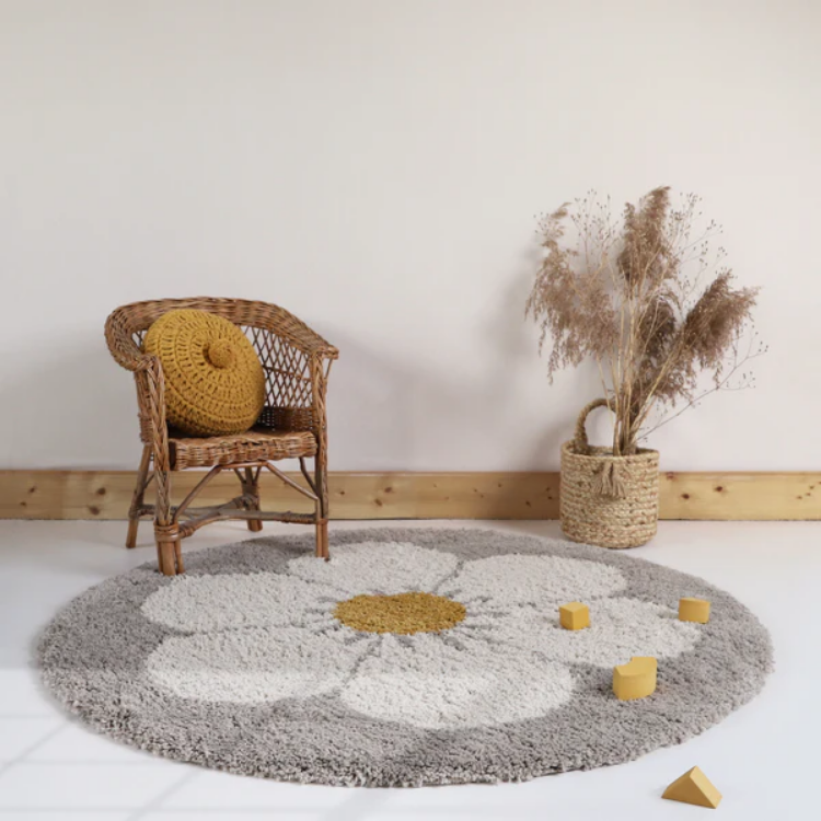 Dywan dziecięcy okrągły BOHEMIAN DAISY beige 120x120 cm