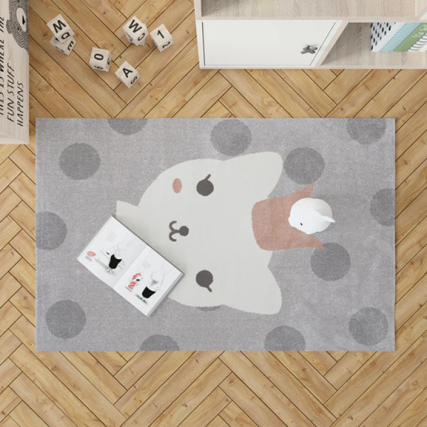Dywan dziecięcy szary kotek Lola Polka 120x170 cm