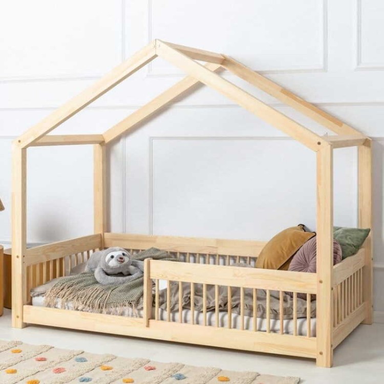 Łóżko domek dla dzieci Adeko z barierkami